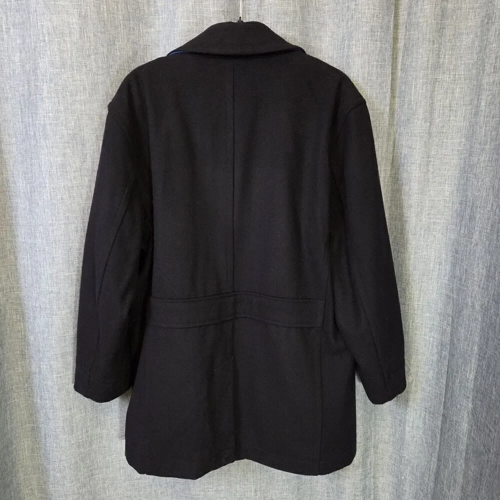 Egara Peacoat Wool Blend Men's L Quilt Lined Very Dark Navy/Black
